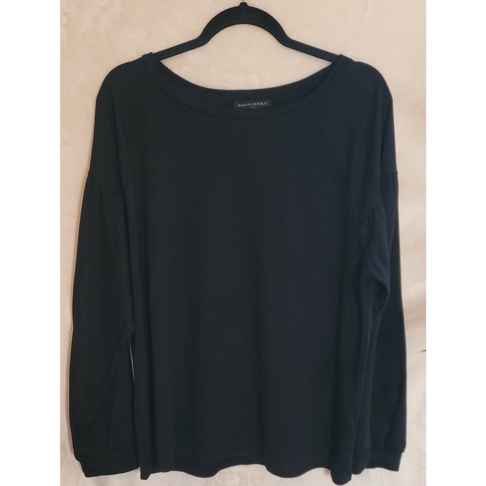 Women's Banana Republic Black Cotton Blend Long Sleeve T-Shirt Size X-Large